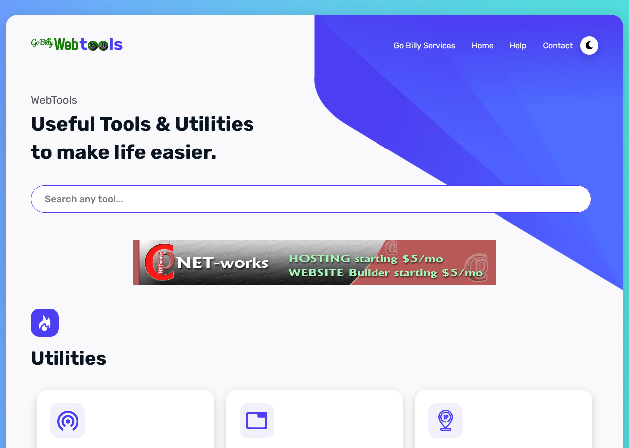 GoBilly Webtools screenshot